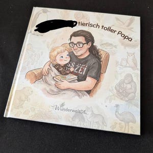 Kundenfoto aus einer Etsy-Bewertung zur Papa-Kind-Geschichte
