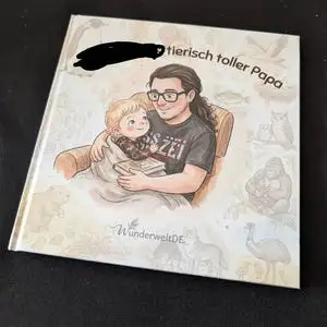 Kundenfoto aus einer Etsy-Bewertung zur Papa-Kind-Geschichte