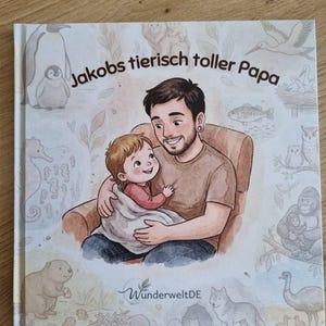 Kundenfoto aus einer Etsy-Bewertung zur personalisierten Papa-Kind-Geschichte